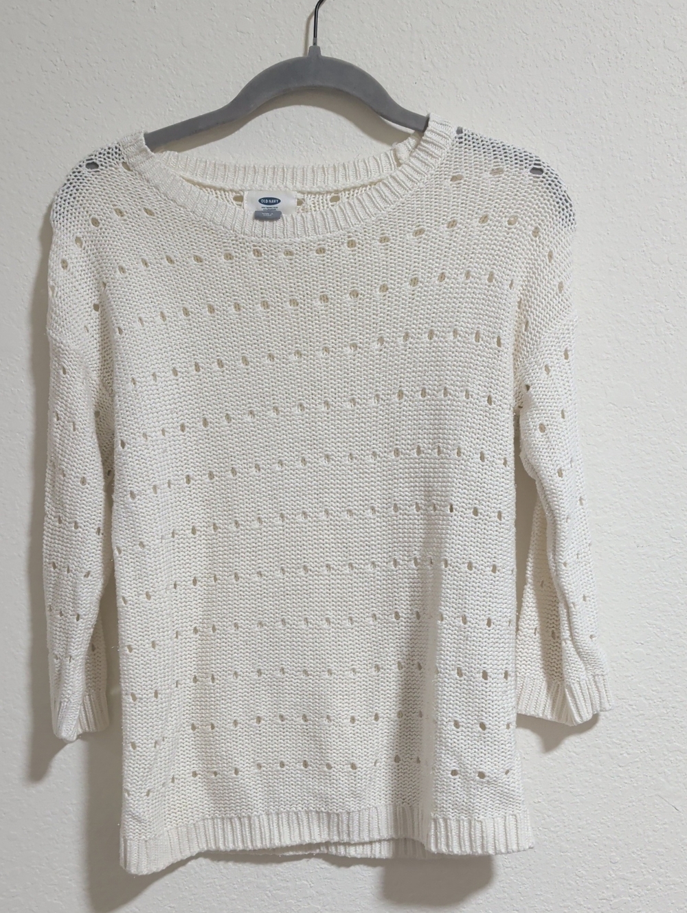 Old Navy Open-Knit Crewneck Sweater Woman's XS - White